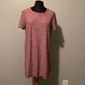 Kyodan Women's Pink Heathered Knee Length Short Sleeve Casual Dress